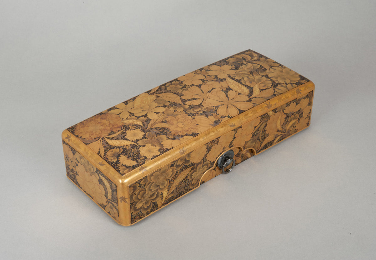 Letter Box Fumibako with Design of Cherry Blossom and Maple Leaf by  - Classic Art canvas print