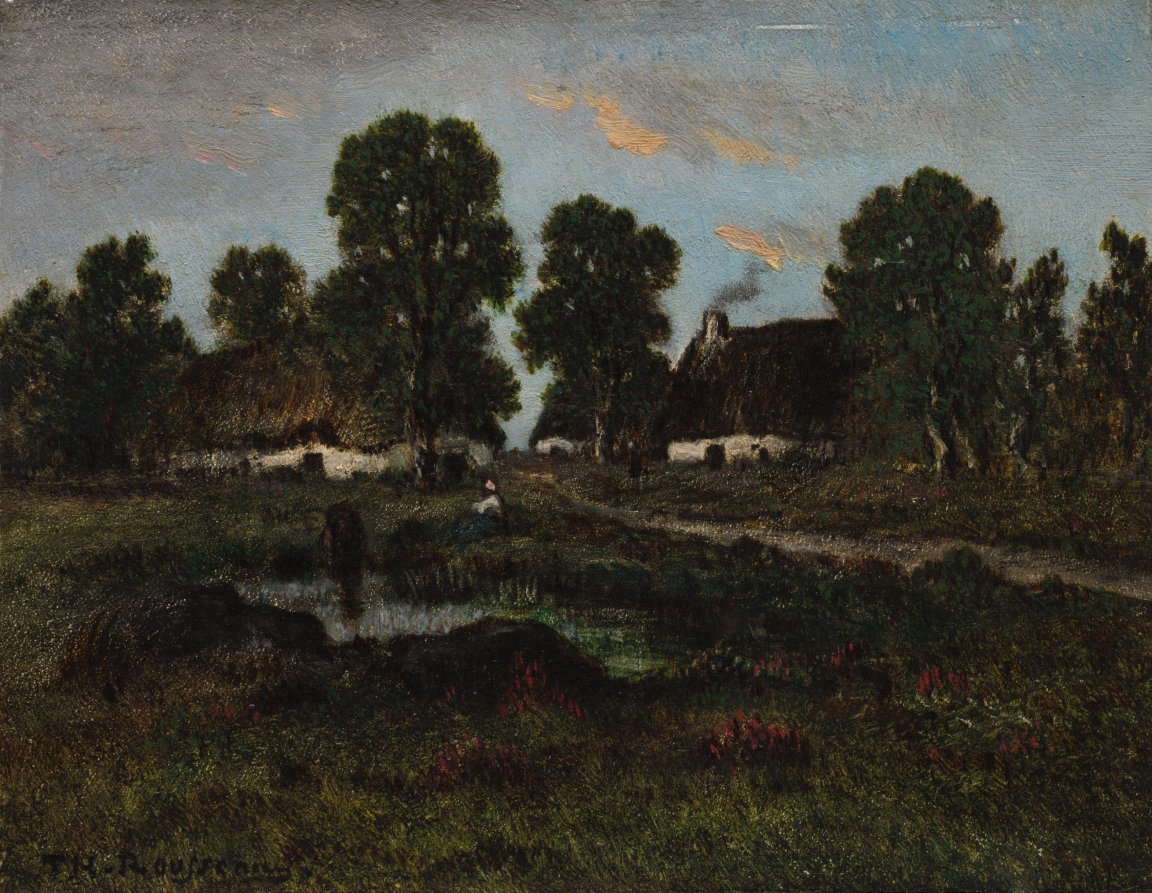 Cottages Near Larchant by Théodore Rousseau (French, 1812–1867) - Naive Art canvas print