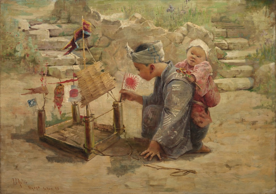Japanese Boy Building a Man-of-War by J. C. Arter (American, 1859–1923) - Classic Art canvas print