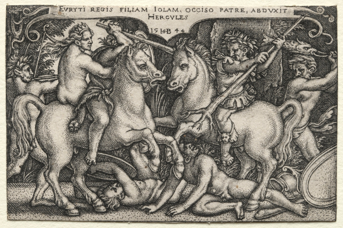 The Labors of Hercules Hercules Abducting Iole by Hans Sebald Beham (German, 1500–1550) - Classic Painting canvas print