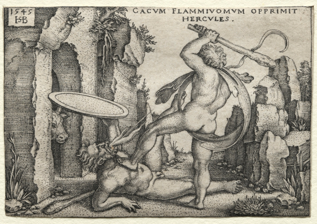 The Labors of Hercules Hercules Killing the Giant Cacus by Hans Sebald Beham (German, 1500–1550) - Classic Painting canvas print