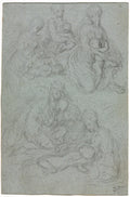 Sketches of Virgin and Child by Giulio Campi (Italian, c. 1500–1572) - Classic Art canvas print