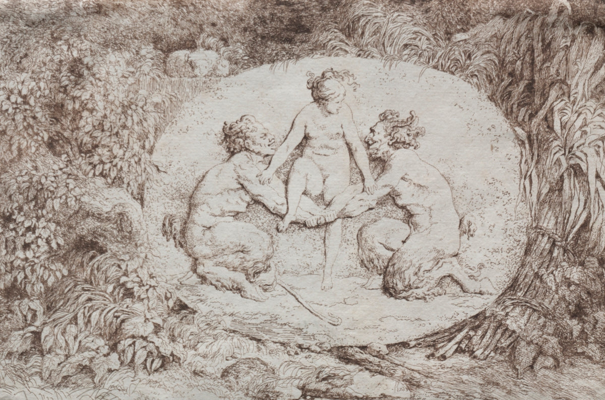 Bacchanales  Nymph Supported by Two Satyrs by Jean-Honoré Fragonard (French, 1732–1806) - Classic Painting canvas print