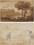 View of the Acqua Acetosa recto David and Goliath verso by Claude Lorrain (French, 1604–1682) - Classic Art canvas print