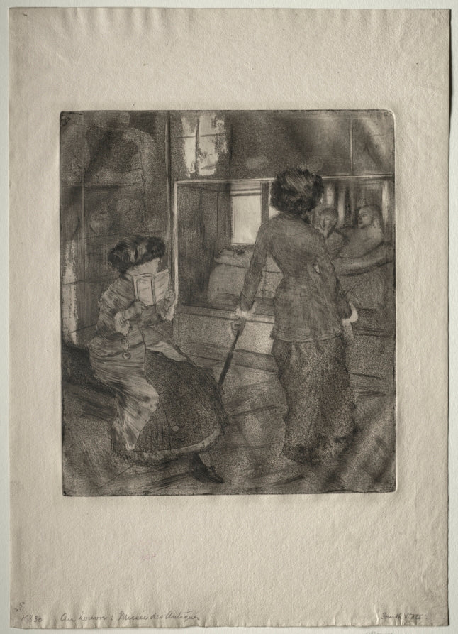 Mary Cassatt at the Louvre The Etruscan Gallery by Edgar Degas (French, 1834–1917) - Classic Painting canvas print