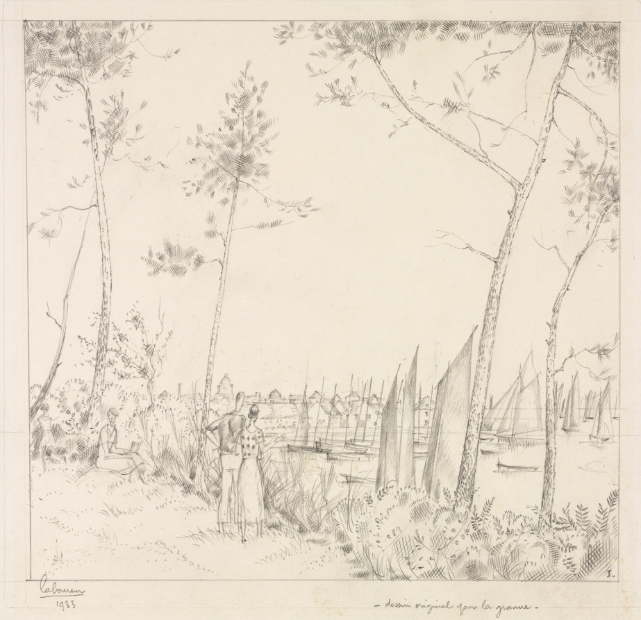 La Promenade sur le Port by Jean-Émile Laboureur (French, 1877–1943) - Classic Painting canvas print
