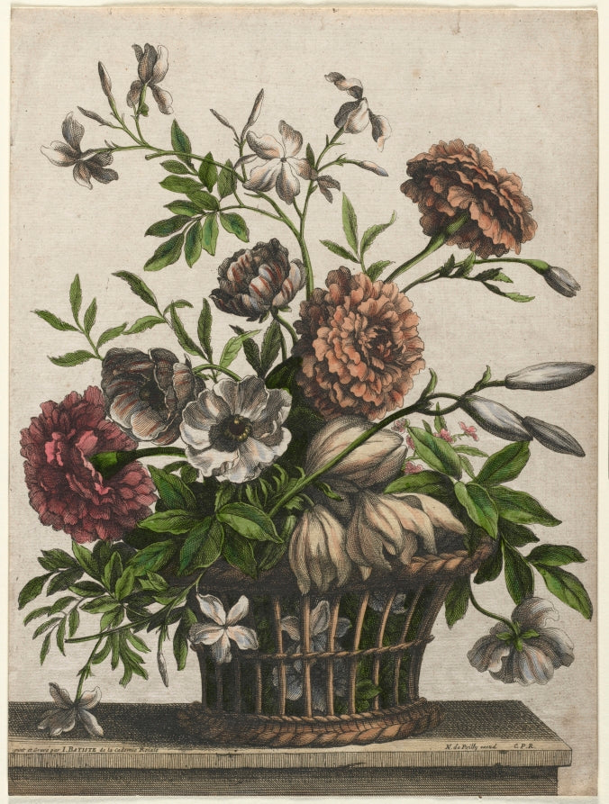 Marigolds, single Anemone, Jasmine. . . . by Jean-Baptiste I Monnoyer (French, c. 1636–1699) - Classic Painting canvas print