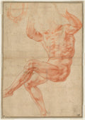 Study for the Nude Youth over the Prophet Daniel recto by Michelangelo Buonarroti (Italian, 1475–1564) - Classic Art canvas print
