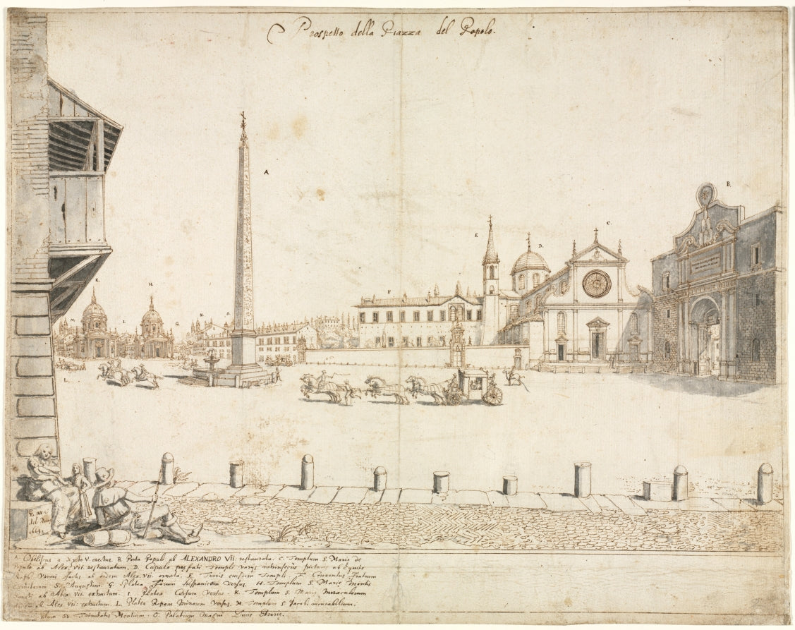 Eighteen Views of Rome The Piazza del Popolo recto by Lievin Cruyl (Flemish, c. 1640-c. 1720) - Classic Painting canvas print