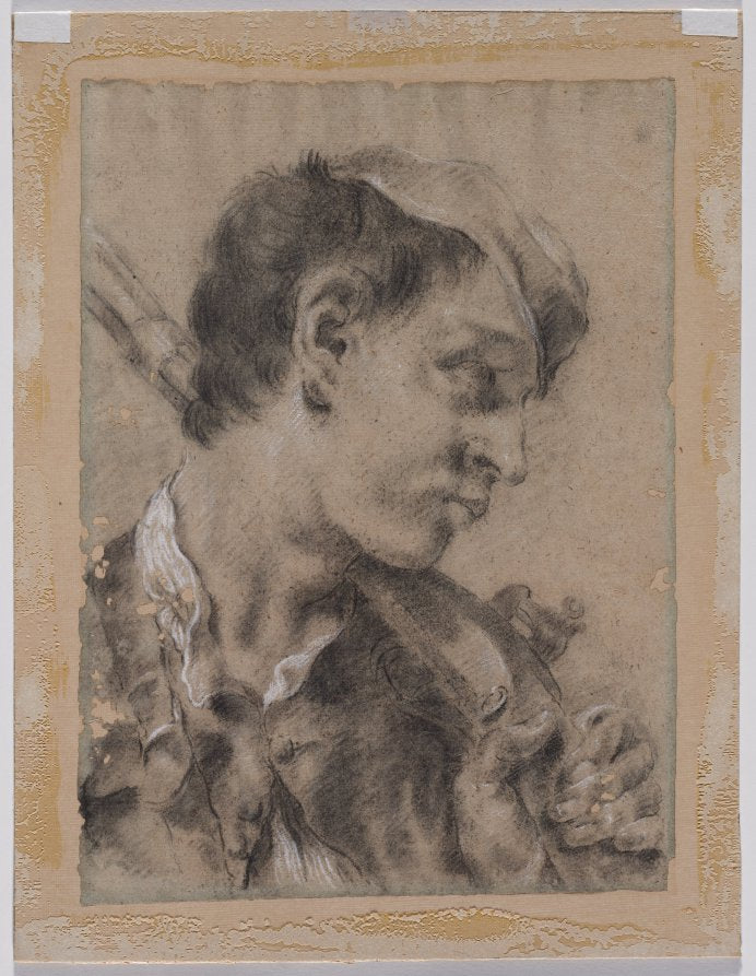 Head of a Young Man in Profile with a Gun over His Shoulder by Giovanni Battista Piazzetta (Italian, 1682–1754) - Classic Painting canvas print