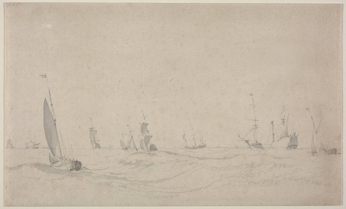 Shipping on a Rough Sea by Willem van de Velde (Dutch, c. 1611–1693) - Classic Painting canvas print