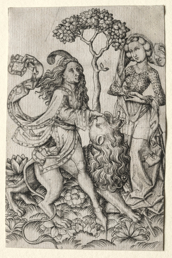 Samson Rending the Lion by Master ES (German, active 1450–67) - Classic Painting canvas print