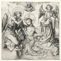 The Baptism of Christ in the Jordan by Martin Schongauer (German, c. 1450–1491) - Classic Painting canvas print