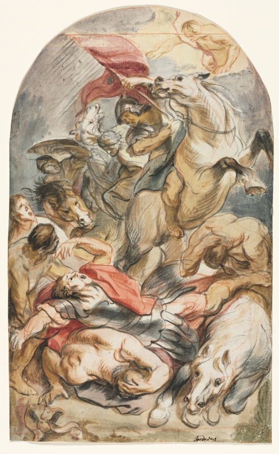 The Conversion of Saul with Horseman and Banner by Jacob Jordaens (Flemish, 1593–1678) - Classic Art canvas print