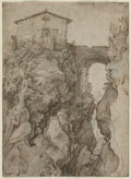 Ponte San Rocco at Tivoli by Guilliam van Nieulandt (Dutch, 1584–ca. 1635) - Classic Painting canvas print