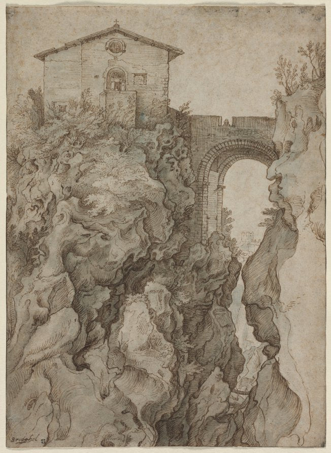 Ponte San Rocco at Tivoli by Guilliam van Nieulandt (Dutch, 1584–ca. 1635) - Classic Painting canvas print