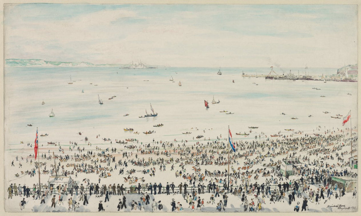 Weymouth Bay, Victory Day Celebrations by Muirhead Bone (British, 1876–1953) - Classic Painting canvas print