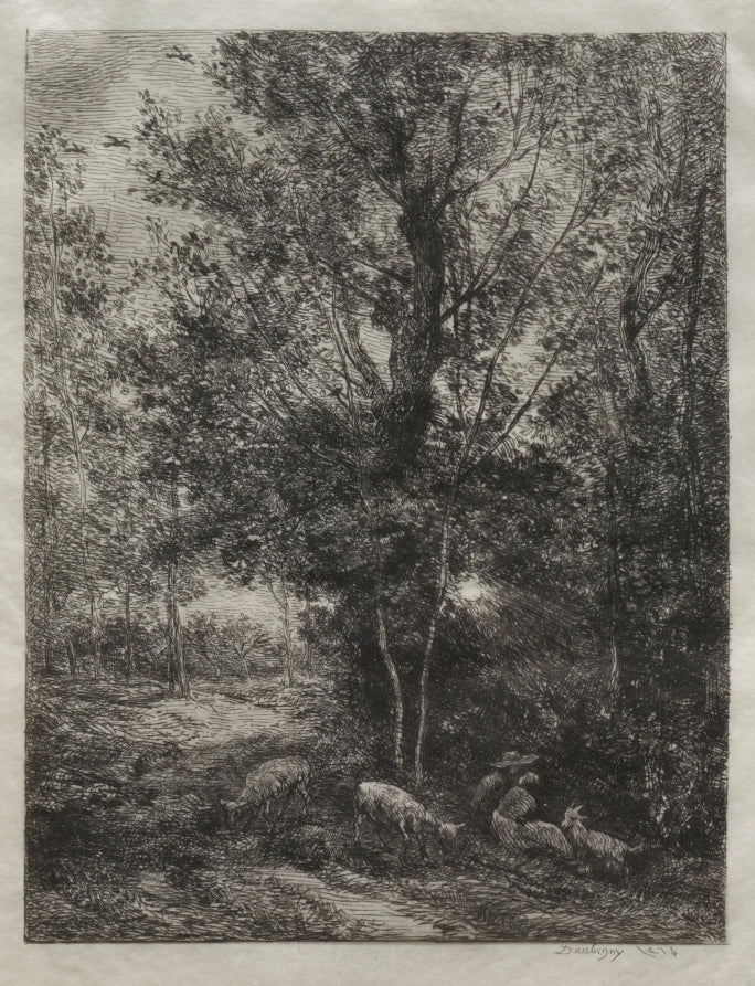 The Shepherd and the Shepherdess by Charles François Daubigny (French, 1817–1878) - Classic Painting canvas print
