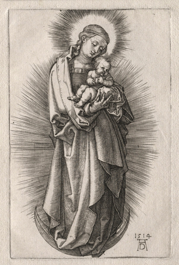The Virgin with Hairband on a Crescent Moon by Albrecht Dürer (German, 1471–1528) - Classic Painting canvas print