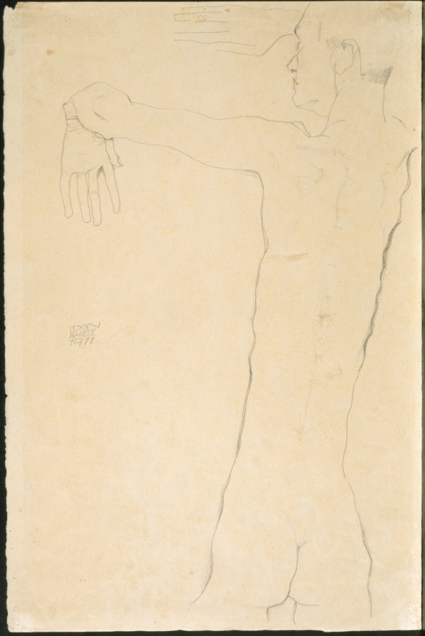 Nude Man with Raised Arms recto by Egon Schiele (Austrian, 1890–1918) - Classic Painting canvas print