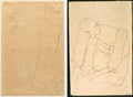Nude Man with Raised Arms recto Seated Man verso by Egon Schiele (Austrian, 1890–1918) - Classic Painting canvas print