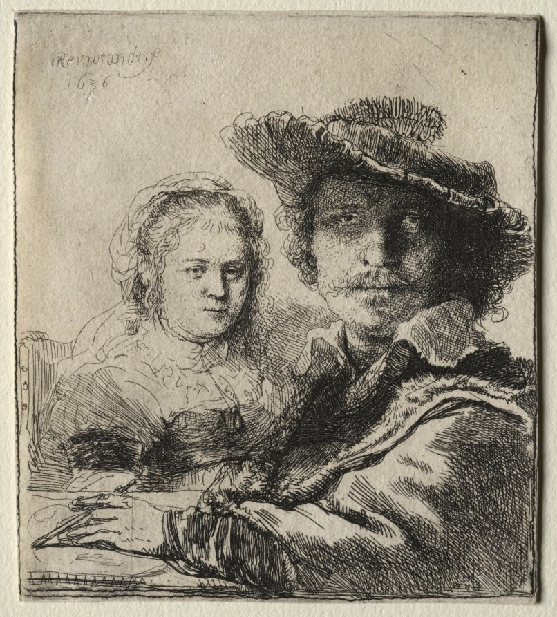Rembrandt and His Wife Saskia by Rembrandt van Rijn (Dutch, 1606–1669) - Classic Painting canvas print
