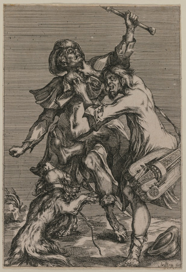 Two Beggars Fighting by Jacques Bellange (French, c. 1575–1616) - Classic Painting canvas print