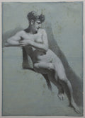 Study of a Nude Woman, Seated Looking to the Right recto by Pierre-Paul Prud'hon (French, 1758–1823) - Classic Art canvas print