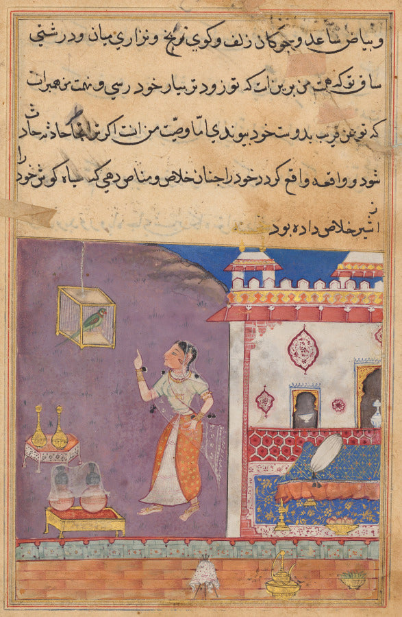 The Parrot Addresses Khujasta at the Beginning of the Twenty-ninth Night, from a Tuti-nama Tales of a Parrot by  - Classic Art canvas print