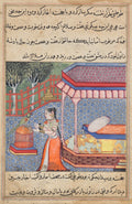 The parrot addresses Khujasta at the beginning of the thirty-sixth night, from a Tuti-nama Tales of a Parrot by  - Classic Art canvas print