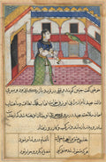 The parrot addresses Khujasta at the beginning of the forty-second night, from a Tuti-nama Tales of a Parrot by  - Classic Art canvas print