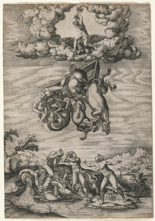 The Fall of Phaeton by Nicolas Beatrizet (French, active Italy, 1507 or 1515-about 1565) - Classic Painting canvas print