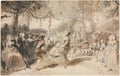 Costumed Dancers Performing in a Garden Tavern by Gabriel de Saint-Aubin (French, 1724–1780) - Classic Art canvas print