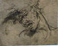 Head of a Screaming Man recto by Benjamin West (American, born The Thirteen Colonies, 1738–1820) - Classic Art canvas print