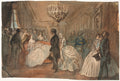 The Empress Eugnie Receiving the Diplomatic Corps after the Birth of the Imperial Prince by Constantin Guys (French, 1805–1892) - Classic Painting canvas print