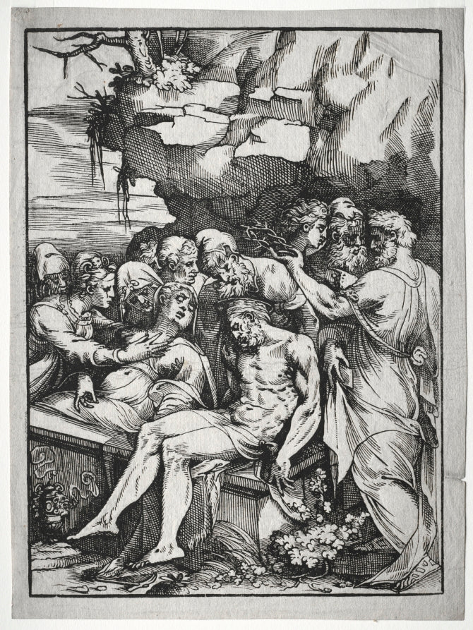 The Entombment by Andrea Schiavone (Italian, c. 1500–1563) - Classic Painting canvas print