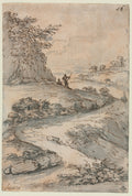 Figures on a Winding Road by Salvator Rosa (Italian, 1615–1673) - Classic Art canvas print