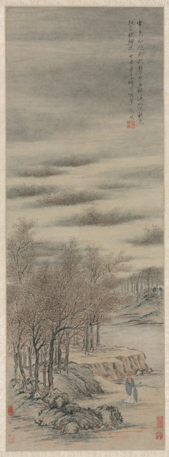 Listening to the Sound of Autumn in a Misty Grove by Zhang Feng (Chinese, active c. 1632–1662) - Classic Art canvas print
