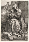 The Virgin and Child Seated by the Wall by Albrecht Dürer (German, 1471–1528) - Classic Painting canvas print