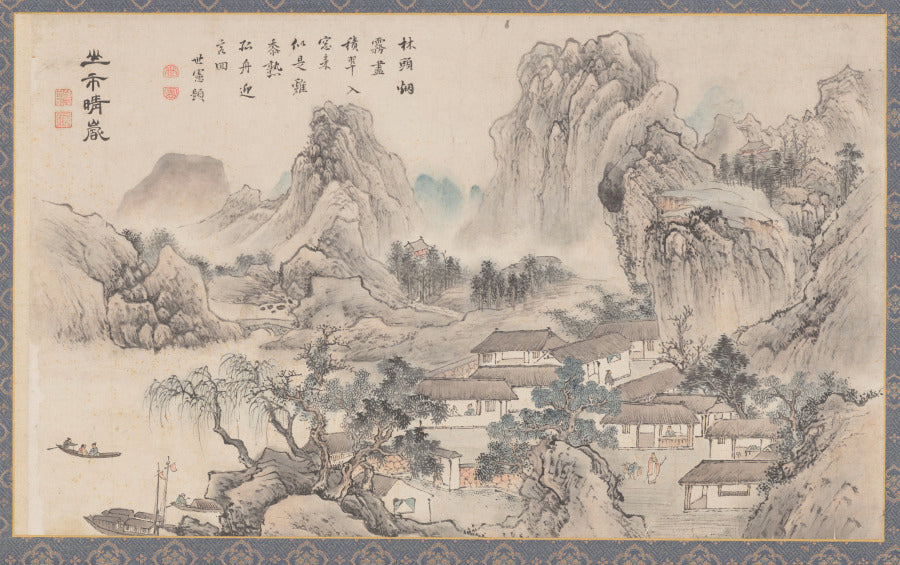 Mountain Market in Clearing Mist, from Eight Views of Xiao-Xiang by Tani Bunchō (Japanese, 1763–1841) - Classic Art canvas print