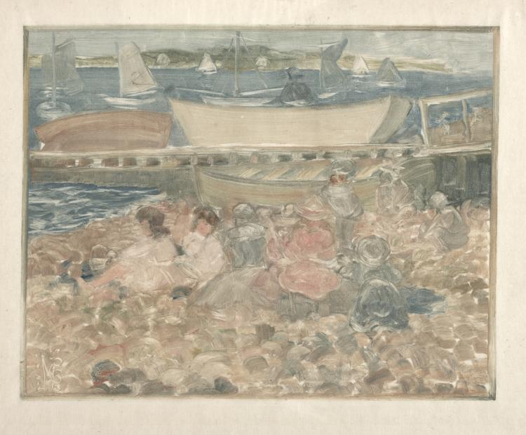 Shipyard Children Playing by Maurice Prendergast (American, born Newfoundland [now Canada], 1858–1924) - Classic Painting canvas print