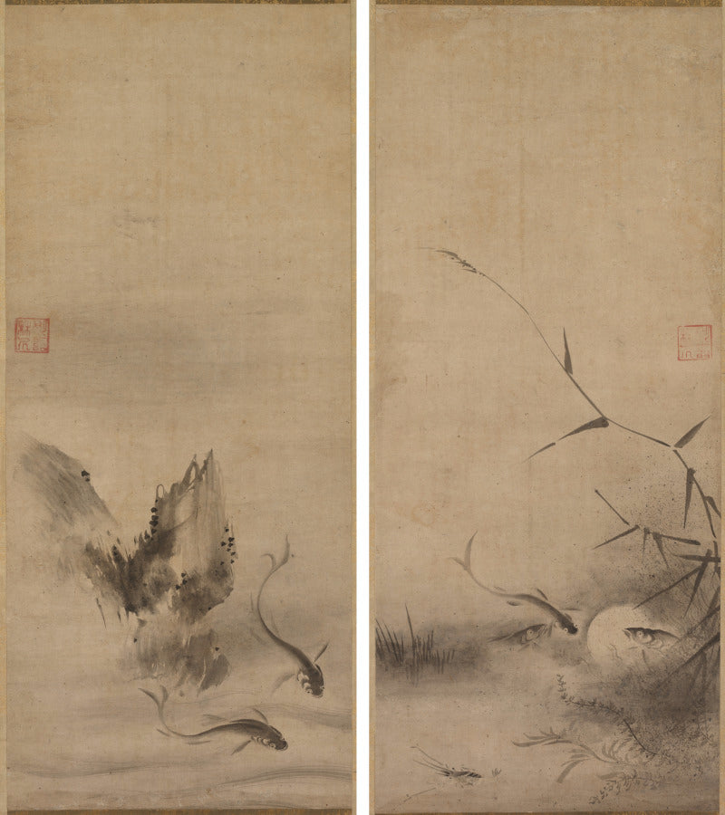 Fish and Rock Fish and Seaweed by Rinkyo (Japanese) - Classic Art canvas print