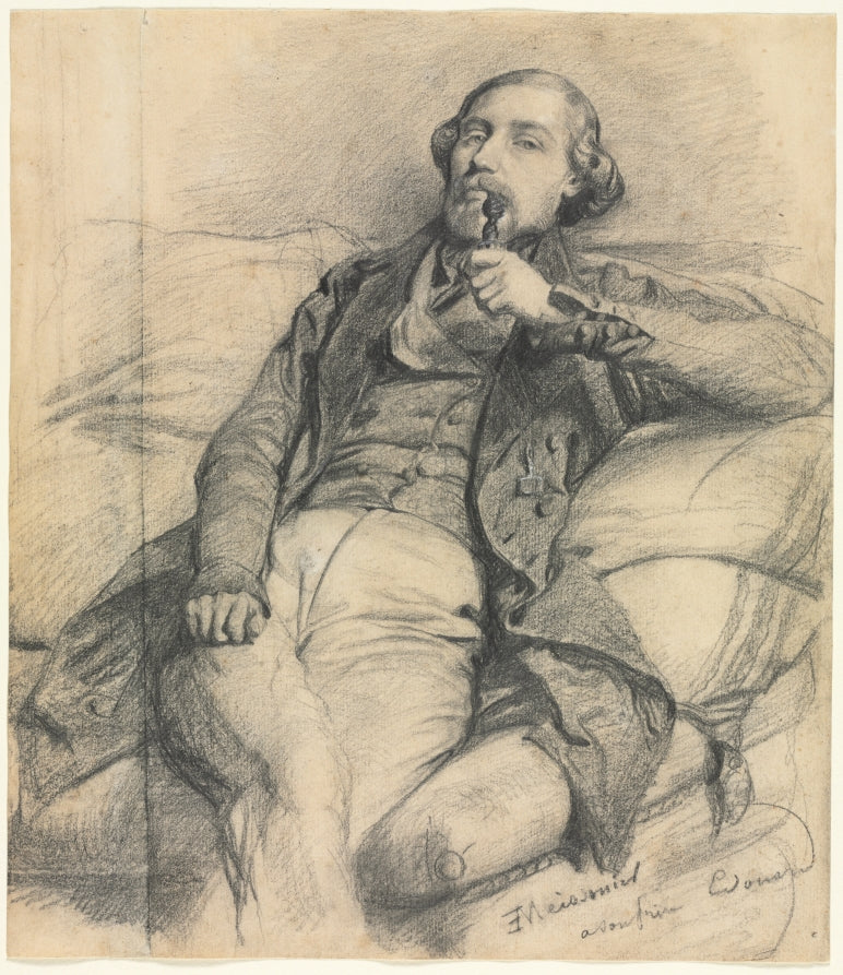 Man Smoking by Ernest Meissonier (French, 1815–1891) - Classic Painting canvas print