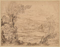 Landscape with a River and Aqueduct by Giovanni Francesco Grimaldi (Italian, 1606–1680) - Classic Painting canvas print