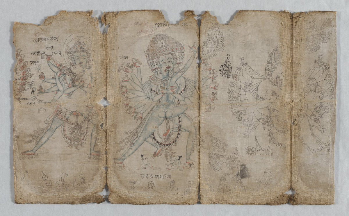 Iconographic Drawings Chakrashamvara with Vajravarahi, Hevajra with Nairatmya, and Yamantaka verso by  - Classic Art canvas print