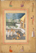 Harem night-bathing scene, from the Late Shah Jahan Album recto by  - Classic Art canvas print