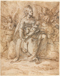 Madonna and Child with Angels by Aurelio Luini (Italian, 1530–1593) - Classic Painting canvas print