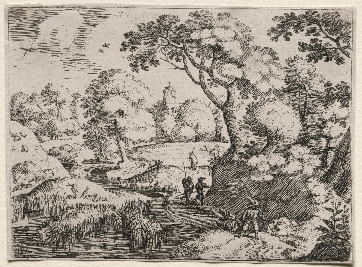 Six Landscapes  Path Between Swamp and Wooded Bank by Jacob Savery I (Dutch, 1566–1603) - Classic Painting canvas print