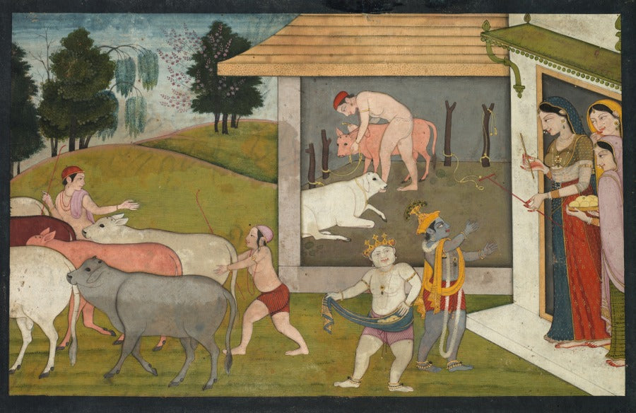 Krishna and Balarama taking the cattle out to graze, from a Bhagavata Purana by  - Classic Art canvas print