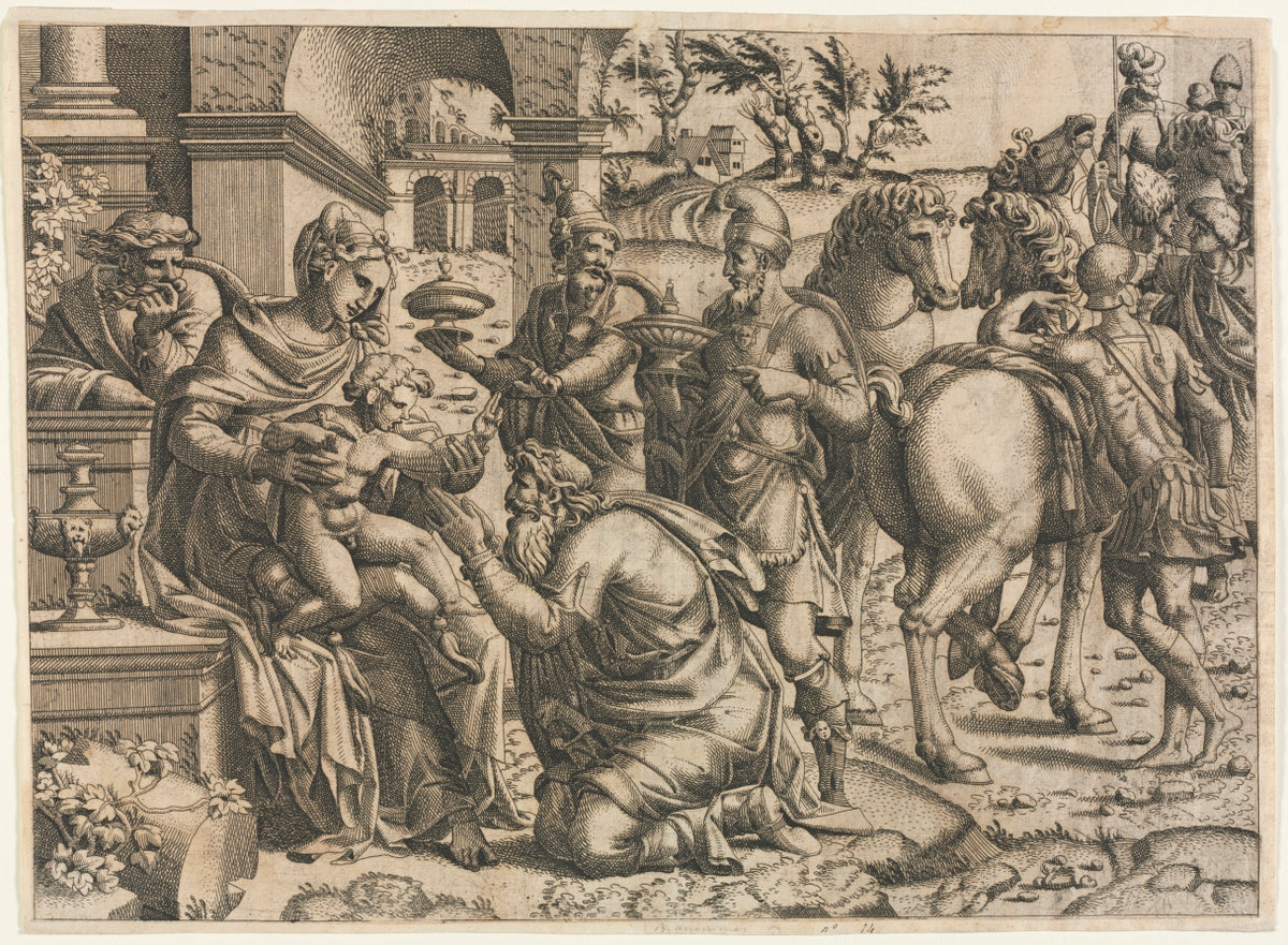The Adoration of the Magi by Jean Mignon (French, active c. 1535–55) - Classic Painting canvas print